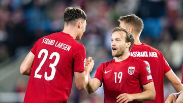 Momento del partido amistoso entre Noruega y Jordania.
