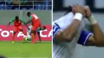 Le dan tres patadas con los tacos estando en el suelo y el árbitro le expulsa por retener el balón