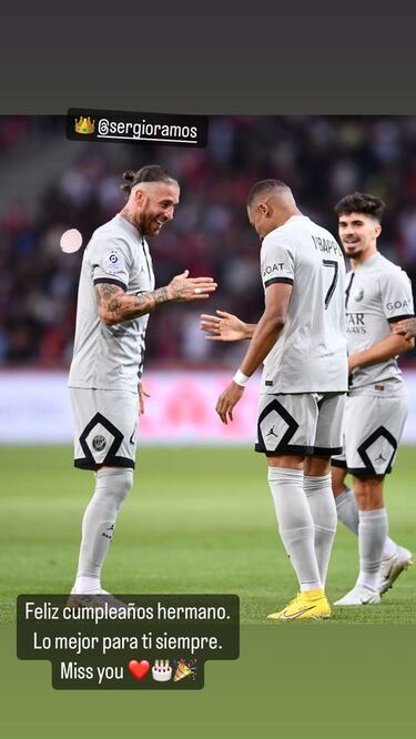 El mensaje de Mbapp en el da ms especial de Sergio Ramos: Te echo de menos