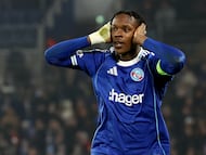 Strasbourg�s Dutch-Nigerian forward #10 Emanuel Emegha celebrates scoring his team's first goal during the UEFA Europa Conference League football match between RC Strasbourg Alsace and Crystal Palace FC at the Stade de la Meinau in Strasbourg, eastern France, on November 27, 2025. (Photo by Frederick FLORIN / AFP)