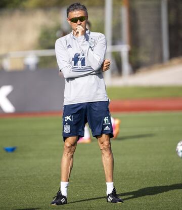 Luis Enrique, en un entrenamiento de la Selección.