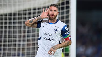 Sergio Ramos celebrates his goal 0-1 of Monterrey during the 11th round match between Cruz Azul and Monterrey as part of the Liga BBVA MX, Torneo Clausura 2025 at Olimpico Universitario Stadium, on March 08, 2025 in Mexico City, Mexico.