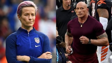 La futbolista estadounidense asegura que el logo presentado por el actor y exluchador es similar al de la marca Togethxr, de la cual es propietaria junto a Alex Morgan y Sue Bird.