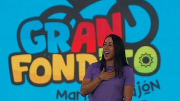 Mariana Pajón en el lanzamiento del Gran Fondito en el parque Norte de Medellín.