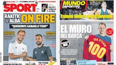 Portadas de los diarios Sport y Mundo Deportivo del d&iacute;a 15 de septiembre de 2017.