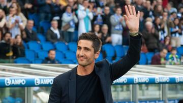 Markel Bergara, durante el homenaje que recibi¨® en Anoeta.