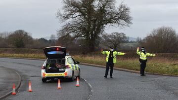 Police cordon off the factory of pharmaceutical and biotechnology company Wockhardt which produces the Covid-19 vaccine in Wrexham, north Wales after reports of a suspicious package on January 27, 2021. (Photo by Paul ELLIS / AFP)