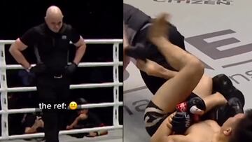 Peleador de MMA confunde al referí y le hace una llave en plena pelea