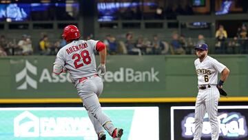 MILWAUKEE, WISCONSIN - APRIL 08: Nolan Arenado #28 of the St. Louis Cardinals runs the bases following a two run home run against the Milwaukee Brewers during the third inning at American Family Field on April 08, 2023 in Milwaukee, Wisconsin.   Stacy Revere/Getty Images/AFP (Photo by Stacy Revere / GETTY IMAGES NORTH AMERICA / Getty Images via AFP)