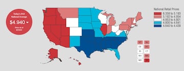 AAA national average gas price in the US 23 June 2022