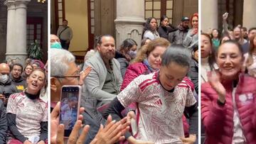Claudia Sheinbaum se pone jersey del “Tri” y canta “Cielito Lindo”