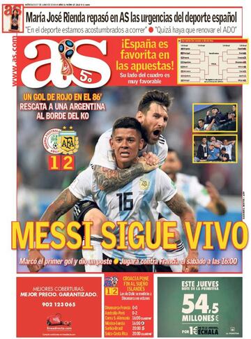 Portada de As del mi&eacute;rcoles, 27 de junio de 2018.