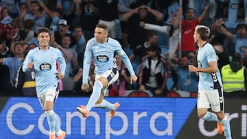 Iago Aspas, capitán del Celta, celebra el tanto anotado contra el Atlético de Madrid