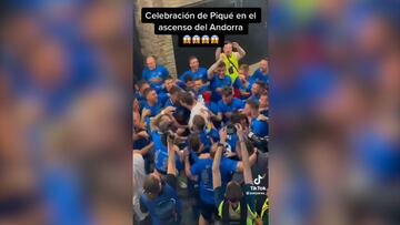 Piqué desatado en la fiesta del ascenso del Andorra a Segunda