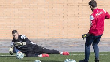 El guardameta espa&ntilde;ol del Legan&eacute;s, Iv&aacute;n Cu&eacute;llar, durante un entrenamiento.