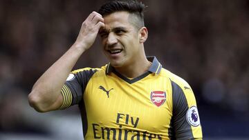 Arsenal&#039;s Alexis Sanchez gestures, during the English Premier League soccer match between West Bromwich Albion and Arsenal,  at The Hawthorns, in West Bromwich, England, Saturday March 18, 2017.  (Nick Potts/PA via AP)