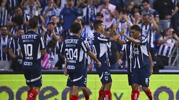 Johan Rojas celebrates his goal 4-0 of Monterrey during the 15th round match between Monterrey and Atlas as part of the Liga BBVA MX, Torneo Apertura 2024 at BBVA Bancomer Stadium on November 02, 2024 in Monterrey, Nuevo Leon, Mexico.