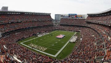 Why did someone vandalise the Cleveland Browns home field at the FirstEnergy Stadium”