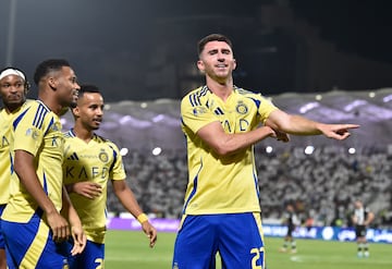 Laporte celebrates a goal for Al Nassr.