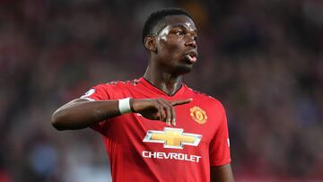 Pogba durante un partido con el United