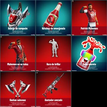 Todos los objetos de Patrick Mahomes en Fortnite