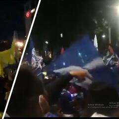 Comparación de aficionados del América y Cruz Azul celebrando en el Ángel de la Independencia