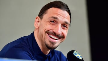 Soccer Football - FIFA World Cup - UEFA Qualifiers - Sweden Press Conference - Friends Arena, Stockholm, Sweden - March 22, 2021  Sweden&#039;s Zlatan Ibrahimovic during a press conference  Jonas Ekstromer/TT News Agency via REUTERS     ATTENTION EDITORS 