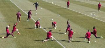 Último entreno del Atleti antes de viajar a Leverkusen
