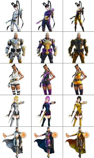 Súper Estilos Sigilo Plateado, Tempestad y Colorido de los skins del Pase de Batalla de la Temporada 2 de Fortnite