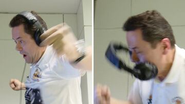 Roncero desatado: remató sus auriculares con el 0-1 del Madrid