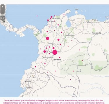 Mapa de casos y muertes por coronavirus por departamentos en Colombia: hoy, 4 de agosto