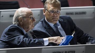 J&eacute;r&ocirc;me Valcke, right, with Sepp Blatter.