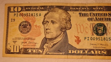 US $10 dollar bill (front)
