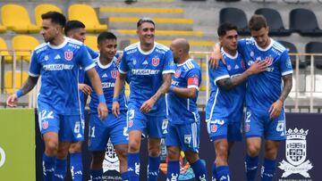 Futbol, Universidad de Chile vs Godoy Cruz.
Copa Betano 2025.
El jugador de Universidad de Chile Nicolas Guerra, centro, celebra tras marcar un gol contra Godoy Cruz durante el partido amistoso de la copa Betano disputado en el estadio Francisco Sanchez Rumoroso de Coquimbo, Chile.
11/01/2025
Alejandro Pizarro Ubilla/Photosport
Football, Universidad de Chile vs Godoy Cruz.
2025 Betano friendly Cup.
Universidad de Chile’s player Nicolas Guerra, center, celebrates after scoring against Godoy Cruz during a friendly match of the Betano Cup at the Francisco Sanchez Rumoroso stadium in Coquimbo, Chile.
11/01/2025
Alejandro Pizarro Ubilla/Photosport