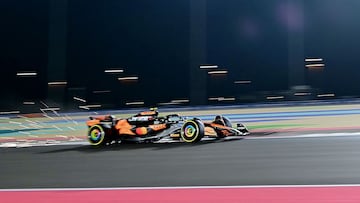 McLaren's British driver Lando Norris drives during the sprint qualifying session ahead of the Qatari Formula One Grand Prix at the Lusail International Circuit in Lusail, north of Doha, on November 29, 2024. (Photo by Giuseppe CACACE / AFP)