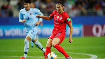 Soccer Football - Women's World Cup - Group F - United States v Thailand - Stade Auguste-Delaune, Reims, France - June 11, 2019 Alex Morgan of the U.S. scores their twelfth goal REUTERS/Christian Hartmann