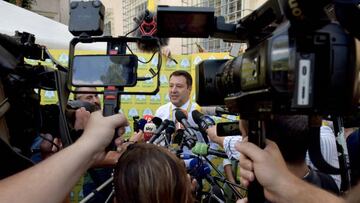 ROME, ITALY - JULY 28:Matteo Salvini leader of Lega talks to the media during the Coldiretti National Assembly at Palazzo Rospigliosi, on July 28, 2022 in Rome, Italy. (Photo by Simona Granati - Corbis/Corbis via Getty Images)