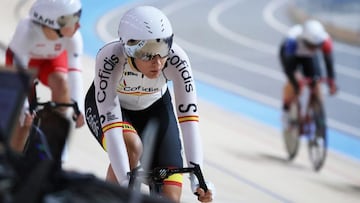 Imagen de una competición de ciclismo en pista con la selección española.