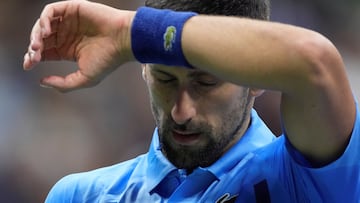 Tennis - U.S. Open - Flushing Meadows, New York, United States - August 30, 2024 Novak Djokovic of Serbia reacts during his third round match against Alexei Popyrin of Australia REUTERS/Eduardo Munoz TPX IMAGES OF THE DAY