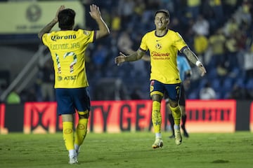  Brian Rodriguez celebrates his goal 3-0 of America during the 8th round match between America and Atlas as part of the Liga BBVA MX, Torneo Apertura 2024 at Ciudad de los Deportes Stadium on September 17, 2024 in Mexico City, Mexico.