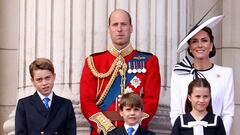 Britain's William, Prince of Wales, Catherine, Princess of Wales, Prince George, Princess Charlotte, Prince Louis appear on the balcony of Buckingham Palace as part of the Trooping the Colour parade to honour Britain's King Charles on his official birthday in London, Britain, June 15, 2024. REUTERS/Hollie Adams
