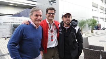 Carlos Sainz, Manuel Franco y Fernando Alonso.