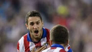 Koke celebra su gol.