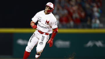 Franklin Barreto N-43 of Diablos Rojos de Mexico during to game one between Tigres de Quintana Too and Diablos Rojos del Mexico as part of Season 2024 of Liga Mexicana de Beisbol at Alfredo Harp Helu Stadium, on April 15, 2024 in Mexico City, Mexico