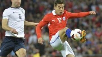 Eduardo Vargas, nuevo jugador del Valencia, durante un partido con Chile.