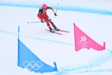 Oriol Cardona durante la prueba de velocidad de esquí de montaña. 