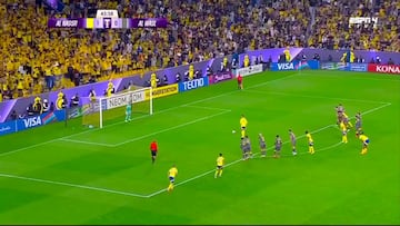 Cristiano Ronaldo scores a penalty as his son celebrates by singing the iconic ‘SIU’