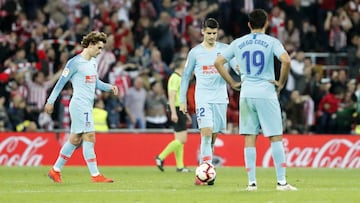 Griezmann, Morata y Costa en San Mam&eacute;s, foto de su falta de acierto: ni un remate a puerta. 
 
 
 