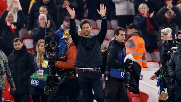 Soccer Football - Champions League - Liverpool v Bayer Leverkusen - Anfield, Liverpool, Britain - November 5, 2024 Bayer Leverkusen coach Xabi Alonso reacts after the match Action Images via Reuters/Jason Cairnduff