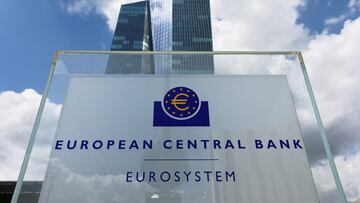 FILE PHOTO: Signage is seen outside the European Central Bank (ECB) building, in Frankfurt, Germany, July 21, 2022. REUTERS/Wolfgang Rattay/File Photo